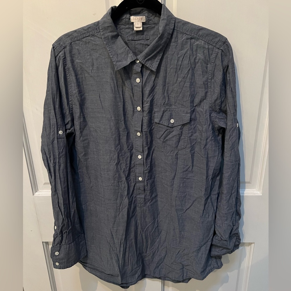 J. Crew Chambray Button Up Top - image 1